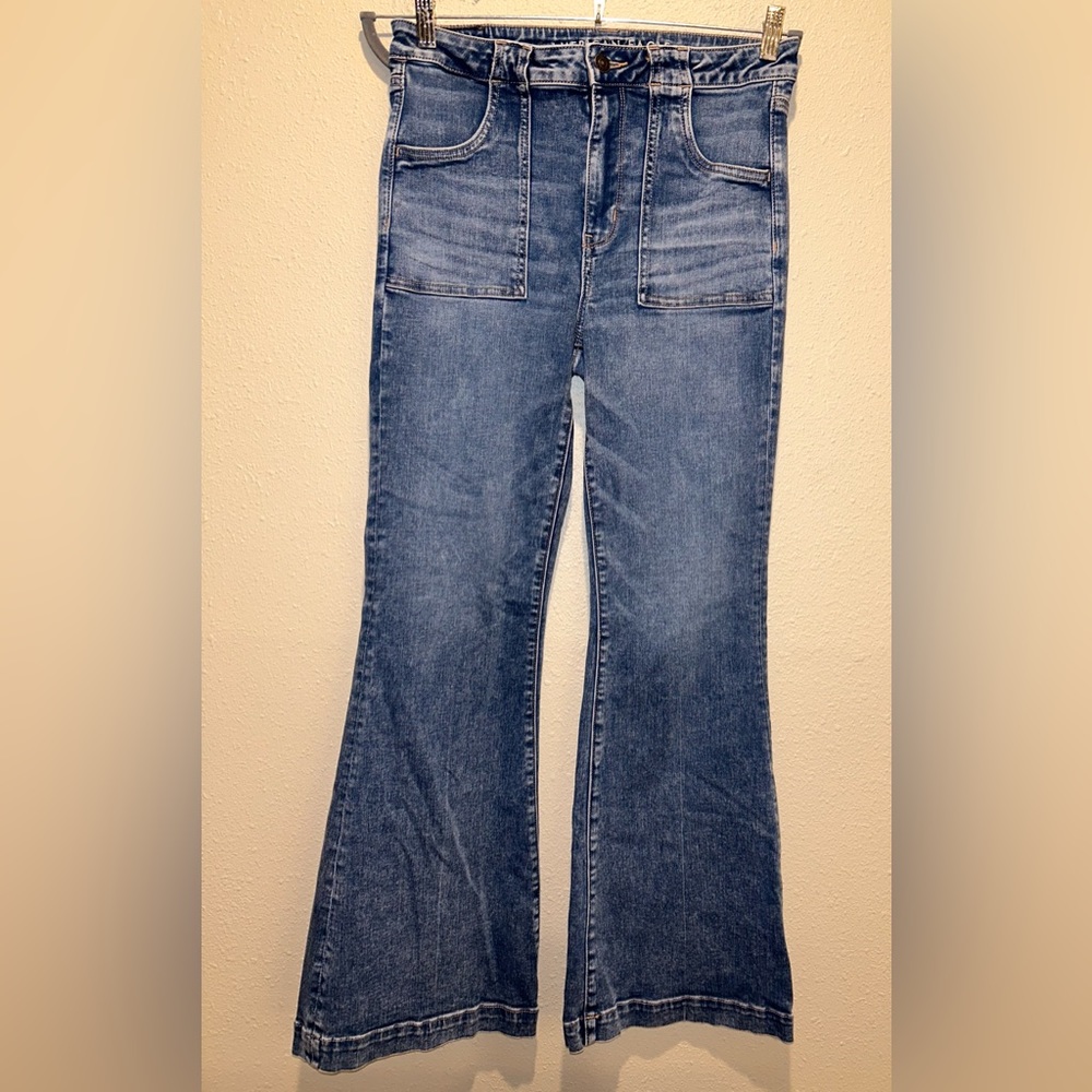American Eagle Outfitters Women's Denim Flare Jeans - Medium Blue